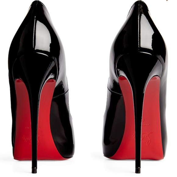 Christian Louboutin Black Patent Peep-Toe Heels size:40 - Picture 2 of 12